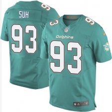 Men's Nike Miami Dolphins #93 Ndamukong Suh Elite Aqua Green Team Color NFL Jersey