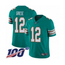 Men's Miami Dolphins #12 Bob Griese Aqua Green Alternate Vapor Untouchable Limited Player 100th Season Football Jersey