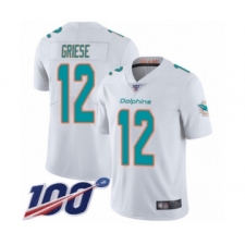 Men's Miami Dolphins #12 Bob Griese White Vapor Untouchable Limited Player 100th Season Football Jersey