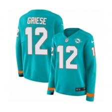 Women's Nike Miami Dolphins #12 Bob Griese Limited Aqua Therma Long Sleeve NFL Jersey