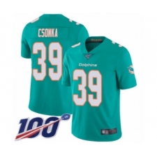 Men's Miami Dolphins #39 Larry Csonka Aqua Green Team Color Vapor Untouchable Limited Player 100th Season Football Jersey