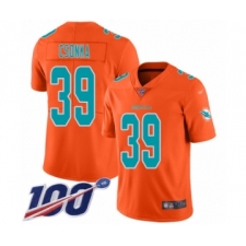 Men's Miami Dolphins #39 Larry Csonka Limited Orange Inverted Legend 100th Season Football Jersey
