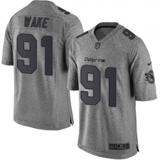 Men's Nike Miami Dolphins #91 Cameron Wake Limited Gray Gridiron NFL Jersey