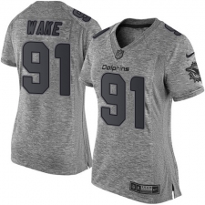 Women's Nike Miami Dolphins #91 Cameron Wake Limited Gray Gridiron NFL Jersey
