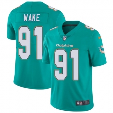 Youth Nike Miami Dolphins #91 Cameron Wake Aqua Green Team Color Vapor Untouchable Limited Player NFL Jersey