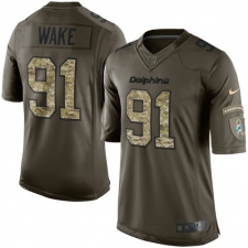 Youth Nike Miami Dolphins #91 Cameron Wake Elite Green Salute to Service NFL Jersey