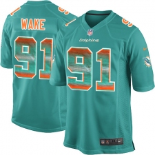 Youth Nike Miami Dolphins #91 Cameron Wake Limited Aqua Green Strobe NFL Jersey