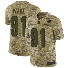 Youth Nike Miami Dolphins #91 Cameron Wake Limited Camo 2018 Salute to Service NFL Jersey