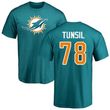 NFL Nike Miami Dolphins #78 Laremy Tunsil Aqua Green Name & Number Logo T-Shirt