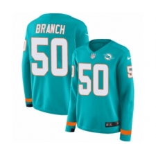 Women's Nike Miami Dolphins #50 Andre Branch Limited Aqua Therma Long Sleeve NFL Jersey