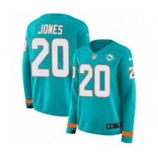 Women's Nike Miami Dolphins #20 Reshad Jones Limited Aqua Therma Long Sleeve NFL Jersey