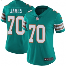 Women's Nike Miami Dolphins #70 Ja'Wuan James Aqua Green Alternate Vapor Untouchable Limited Player NFL Jersey