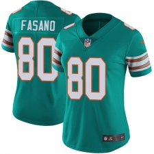 Women's Nike Miami Dolphins #80 Anthony Fasano Elite Aqua Green Alternate NFL Jersey