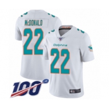 Men's Miami Dolphins #22 T.J. McDonald White Vapor Untouchable Limited Player 100th Season Football Jersey