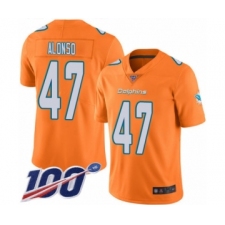 Men's Miami Dolphins #47 Kiko Alonso Limited Orange Rush Vapor Untouchable 100th Season Football Jersey