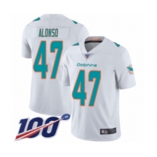 Men's Miami Dolphins #47 Kiko Alonso White Vapor Untouchable Limited Player 100th Season Football Jersey
