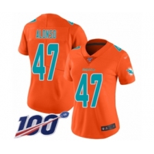 Women's Miami Dolphins #47 Kiko Alonso Limited Orange Inverted Legend 100th Season Football Jersey