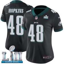 Women's Nike Philadelphia Eagles #48 Wes Hopkins Black Alternate Vapor Untouchable Limited Player Super Bowl LII NFL Jersey