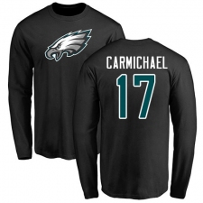 Nike Philadelphia Eagles #17 Harold Carmichael Black Name & Number Logo Long Sleeve T-Shirt
