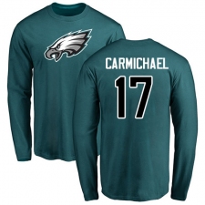 Nike Philadelphia Eagles #17 Harold Carmichael Green Name & Number Logo Long Sleeve T-Shirt