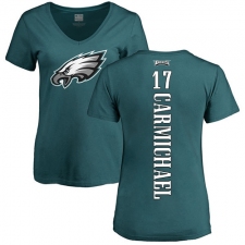 Women's Nike Philadelphia Eagles #17 Harold Carmichael Green Backer Slim Fit T-Shirt
