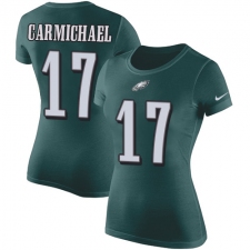 Women's Nike Philadelphia Eagles #17 Harold Carmichael Green Rush Pride Name & Number T-Shirt