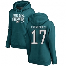 Women's Nike Philadelphia Eagles #17 Harold Carmichael Green Super Bowl LII Champions Pullover Hoodie