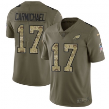 Youth Nike Philadelphia Eagles #17 Harold Carmichael Limited Olive/Camo 2017 Salute to Service NFL Jersey