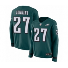 Women's Nike Philadelphia Eagles #27 Malcolm Jenkins Limited Green Therma Long Sleeve NFL Jersey