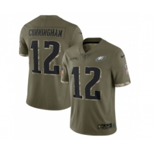 Men's Philadelphia Eagles #12 Randall Cunningham 2022 Olive Salute To Service Limited Stitched Jersey