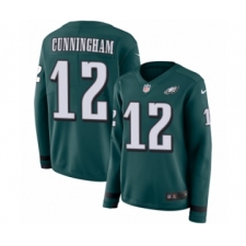 Women's Nike Philadelphia Eagles #12 Randall Cunningham Limited Green Therma Long Sleeve NFL Jersey