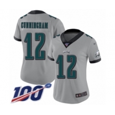 Women's Philadelphia Eagles #12 Randall Cunningham Limited Silver Inverted Legend 100th Season Football Jersey
