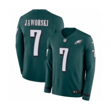 Youth Nike Philadelphia Eagles #7 Ron Jaworski Limited Green Therma Long Sleeve NFL Jersey