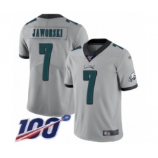 Youth Philadelphia Eagles #7 Ron Jaworski Limited Silver Inverted Legend 100th Season Football Jersey