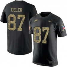 Nike Philadelphia Eagles #87 Brent Celek Black Camo Salute to Service T-Shirt