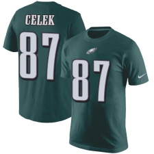 Nike Philadelphia Eagles #87 Brent Celek Green Rush Pride Name & Number T-Shirt