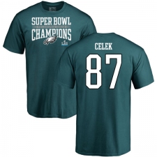 Nike Philadelphia Eagles #87 Brent Celek Green Super Bowl LII Champions T-Shirt