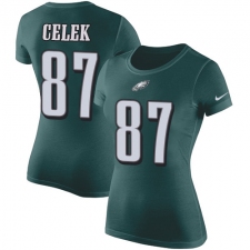Women's Nike Philadelphia Eagles #87 Brent Celek Green Rush Pride Name & Number T-Shirt