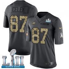Youth Nike Philadelphia Eagles #87 Brent Celek Limited Black 2016 Salute to Service Super Bowl LII NFL Jersey