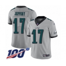 Men's Philadelphia Eagles #17 Alshon Jeffery Limited Silver Inverted Legend 100th Season Football Jersey