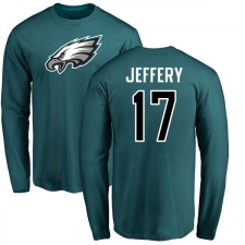 Nike Philadelphia Eagles #17 Alshon Jeffery Green Name & Number Logo Long Sleeve T-Shirt
