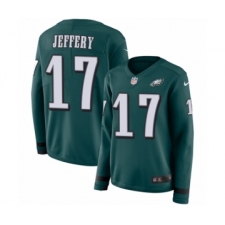 Women's Nike Philadelphia Eagles #17 Alshon Jeffery Limited Green Therma Long Sleeve NFL Jersey