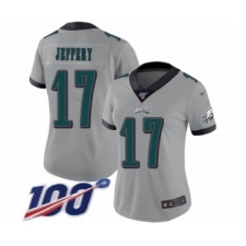 Women's Philadelphia Eagles #17 Alshon Jeffery Limited Silver Inverted Legend 100th Season Football Jersey