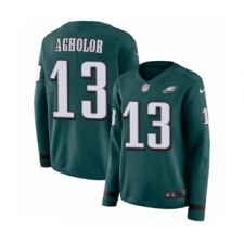 Women's Nike Philadelphia Eagles #13 Nelson Agholor Limited Green Therma Long Sleeve NFL Jersey