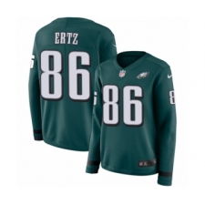Women's Nike Philadelphia Eagles #86 Zach Ertz Limited Green Therma Long Sleeve NFL Jersey
