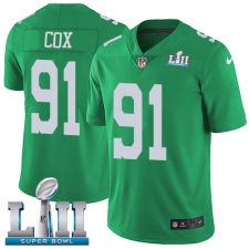 Men's Nike Philadelphia Eagles #91 Fletcher Cox Limited Green Rush Vapor Untouchable Super Bowl LII NFL Jersey