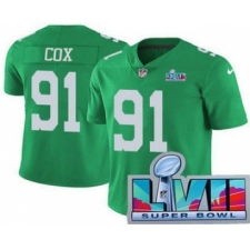 Men's Philadelphia Eagles #91 Fletcher Cox Limited Green Rush Super Bowl LVII Vapor Jersey