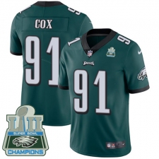 Youth Nike Philadelphia Eagles #91 Fletcher Cox Midnight Green Team Color Vapor Untouchable Limited Player Super Bowl LII Champions NFL Jersey