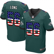 Men's Nike Philadelphia Eagles #56 Chris Long Midnight Green Home USA Flag Fashion NFL Jerseyy