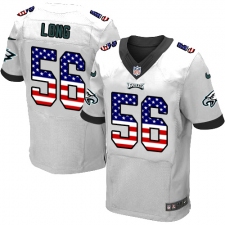 Men's Nike Philadelphia Eagles #56 Chris Long White Road USA Flag Fashion NFL Jersey